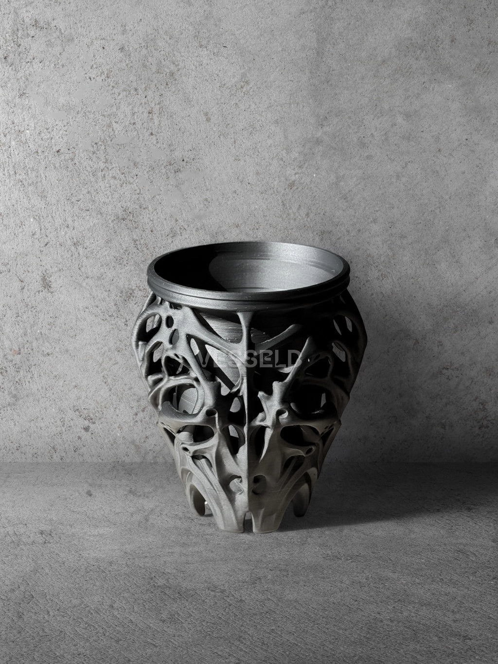 Vesseld.com Black textured Tall 3D Printed Planter