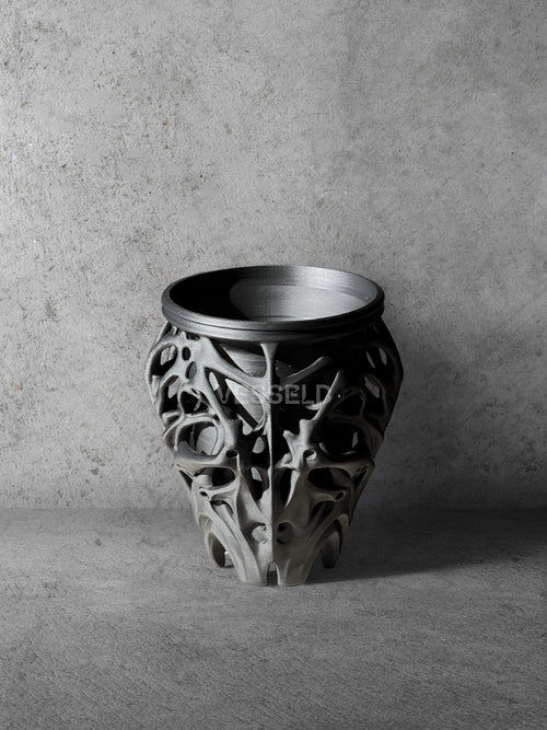 Vesseld.com Black textured Tall 3D Printed Planter
