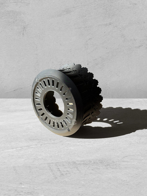 Vesseld.com Black 3D Printed Bowl shaped planter with intricate design