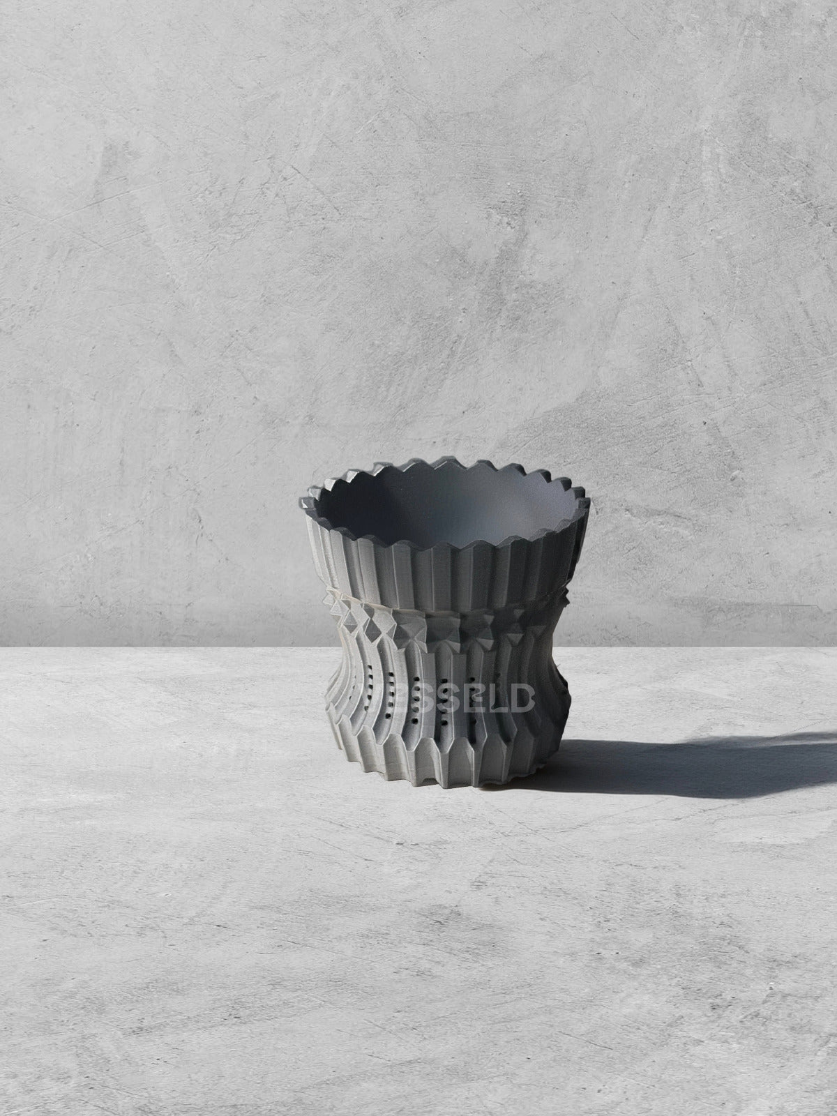 Vesseld.com Black Textured 3D Printed Cylindrical Planter