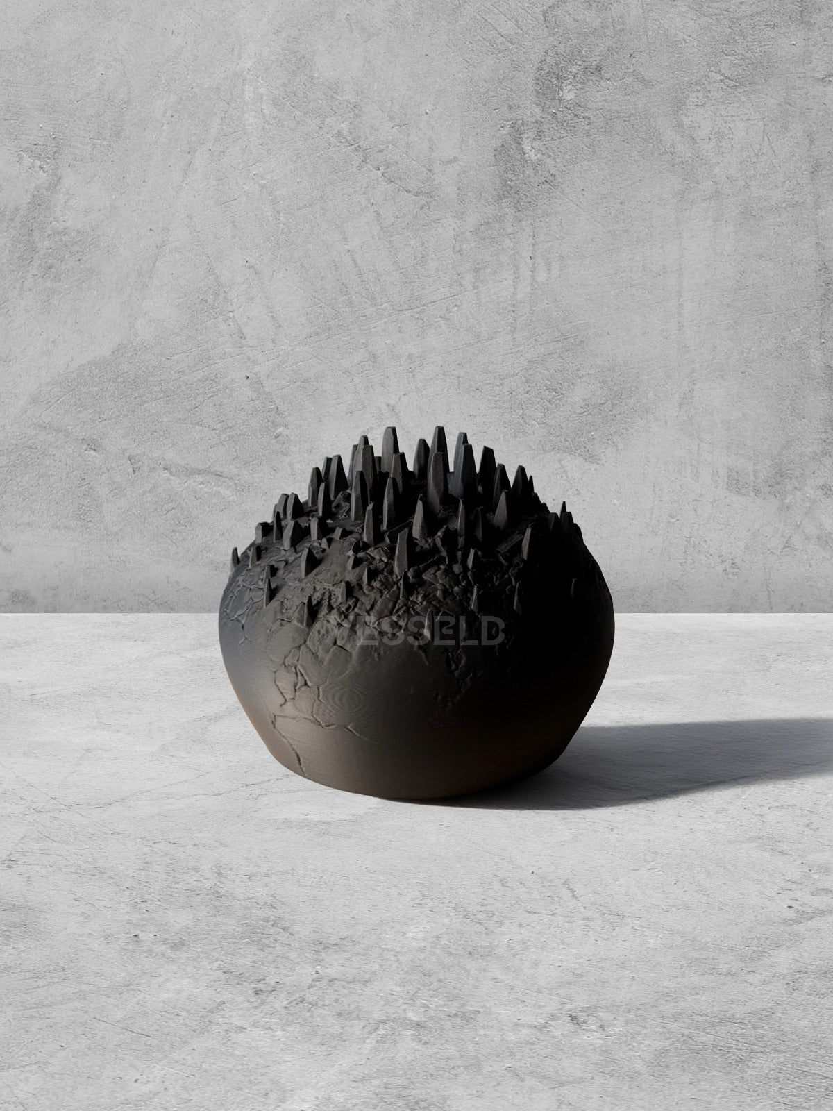 Vesseld.com Bottom of Black Melty Ball shaped 3D Printed Planter