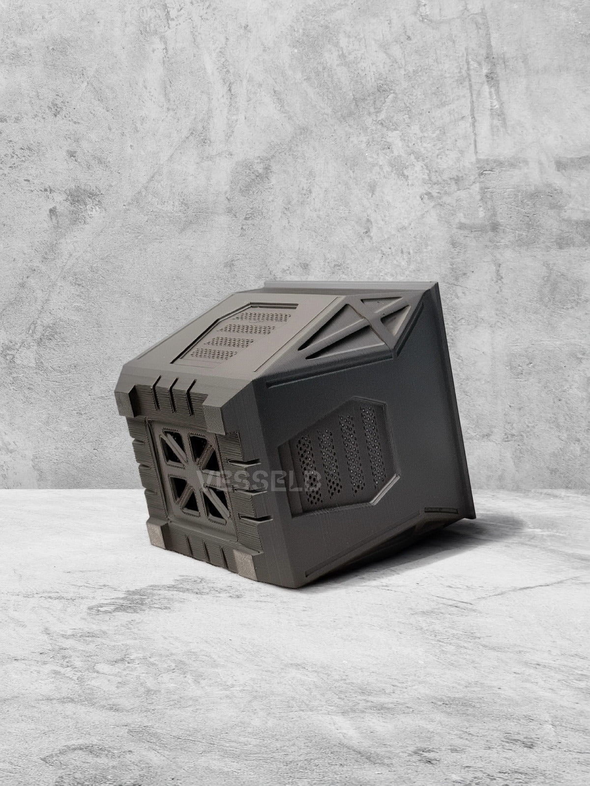 Vesseld.com Black Cube-shaped 3D Printed Planter