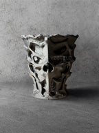 Vesseld.com Black textured skull-shaped 3D Printed Cylindrical Planter
