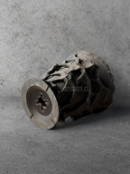 Vesseld.com Bottom Drainage Black textured skull-shaped 3D Printed Cylindrical Planter